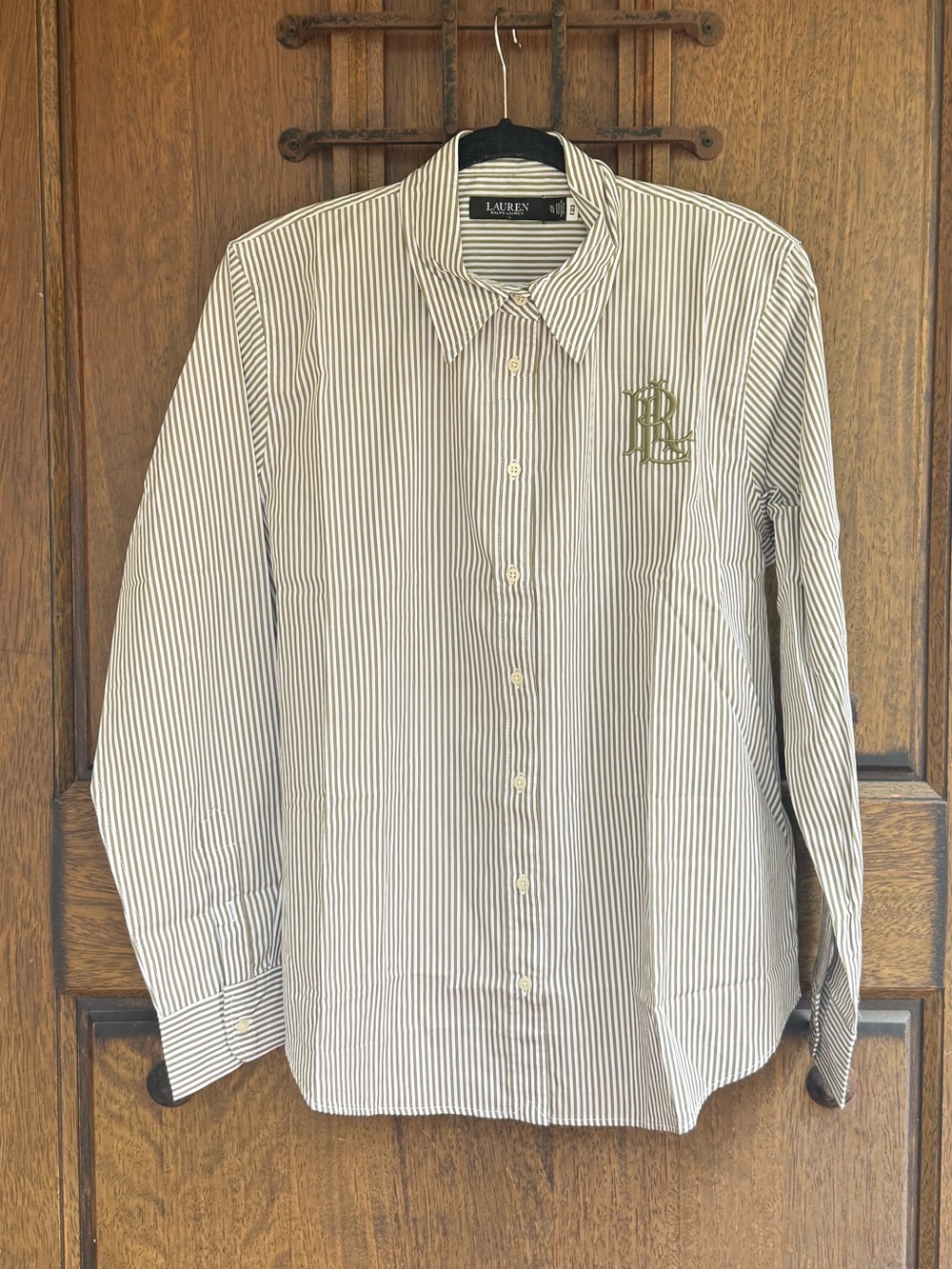 POLO RALPH LAUREN Grayish Green Relaxed Striped Broadcloth Shirt  Size XS, L, XL - Picture 3 of 10